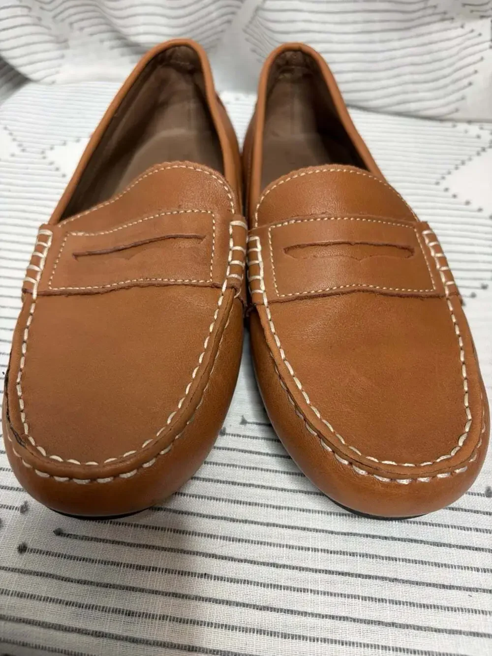 POLO RALPH LAUREN Junior Telly Leather Penny Loafers US 5.5 / EU 38 Tan